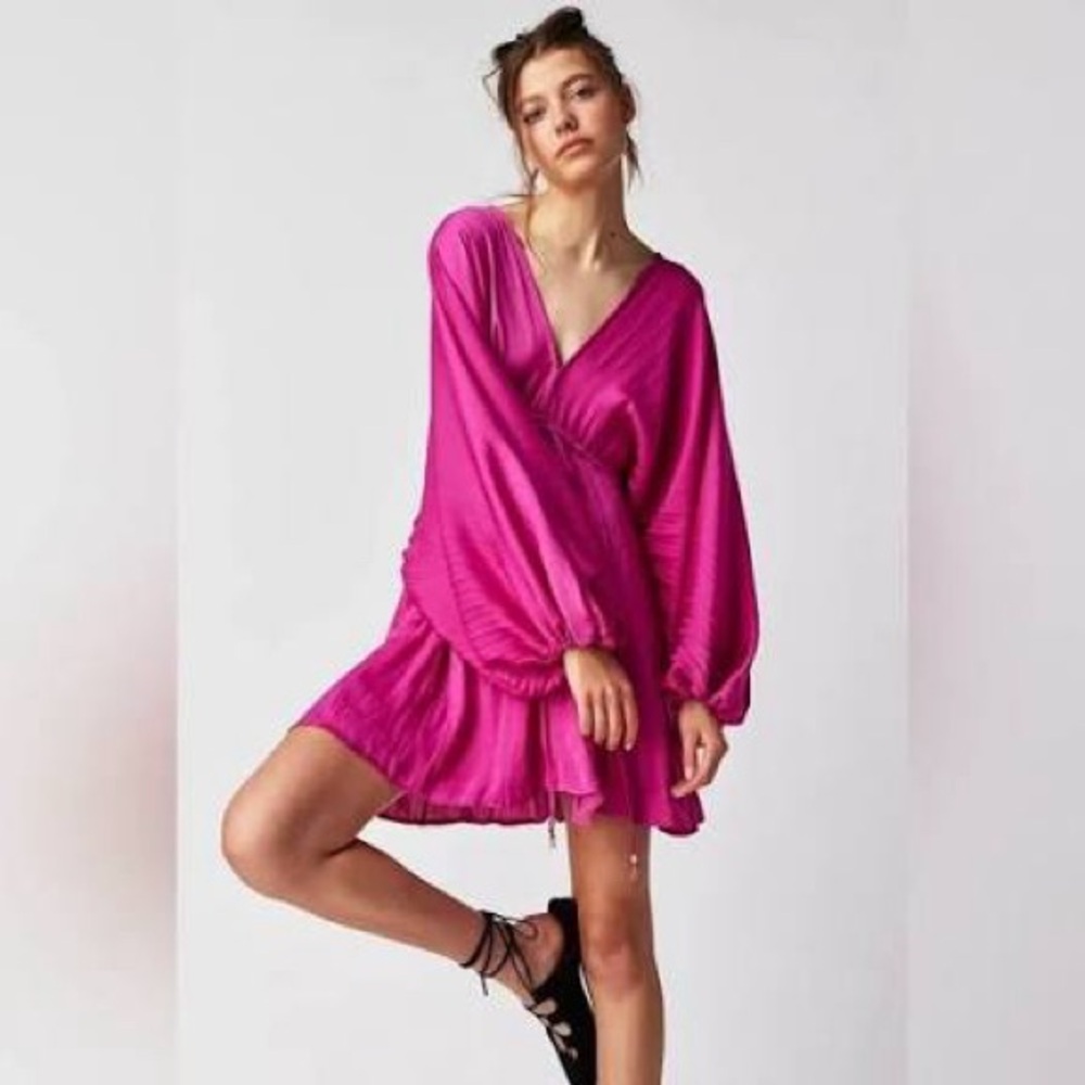 Free People Fuchsia Asymmetrical Dress